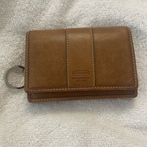 Coach Brown Leather Small Wallet with Zip Pocket